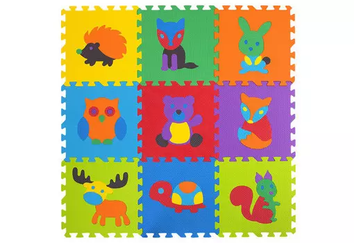Игровой коврик Юнландия Коврик-пазл напольный мягкий 9 частей 30х30 см