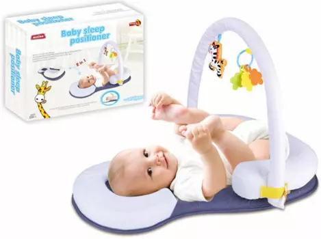 Игровой коврик Sharktoys Развивающий анатомический для новорождённых и малышей с погремушками