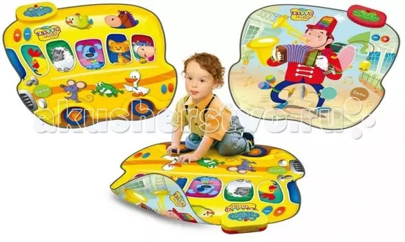 Игровой коврик Знаток Звуковой Автобус-зоопарк и человек-оркестр