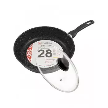 InHome Сковорода Victoria Гранит АЛА 280 со стеклянной крышкой