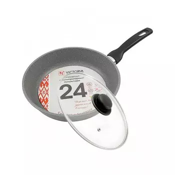 InHome Сковорода Victoria Классическая АЛА 240 со стеклянной крышкой