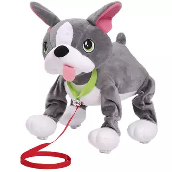 Интерактивная игрушка Собачка-шагачка на поводке Французский бульдог