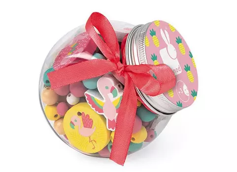 Janod Набор для творчества Фламинго создаем украшения деревянные бусы