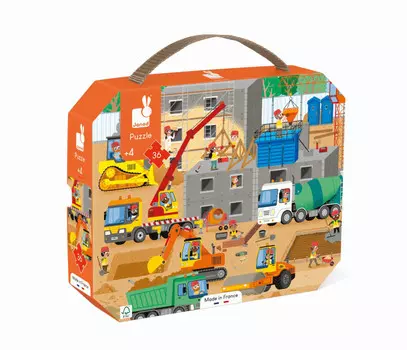 Janod Пазл Стройка в чемоданчике 36 элементов