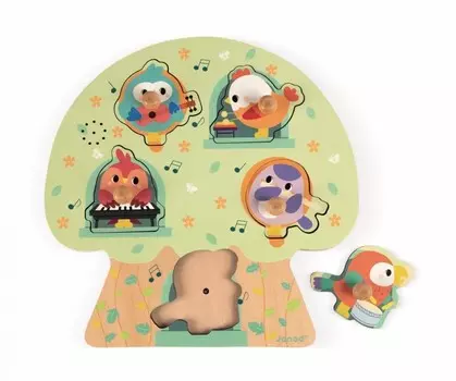 Janod Пазл-вкладыш музыкальный Птичий концерт