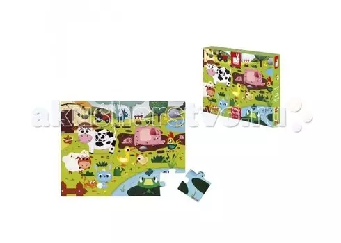Janod Пазл Животные на ферме с разными текстурами (20 элементов)