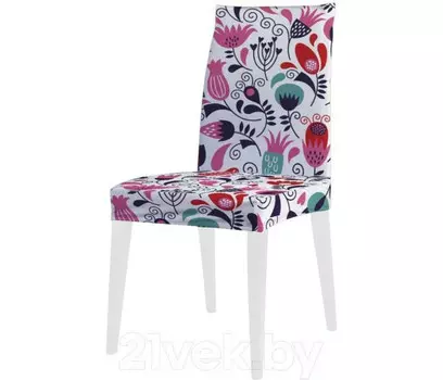 JoyArty Декоративный чехол на стул Цветочный узор со спинкой велюровый