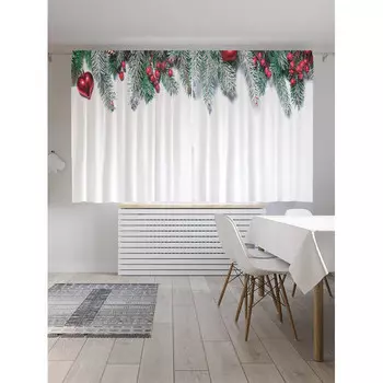 JoyArty Фотошторы для кухни и спальни Еловая ветка с игрушками 180х145 см