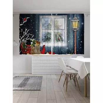 JoyArty Фотошторы для кухни и спальни Сани с подарками 180х145 см