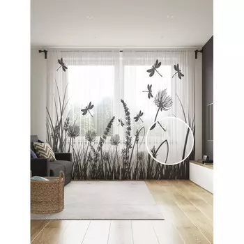 JoyArty Фототюль Полет стрекозы 2 полотна со шторной лентой + 50 крючков 145x265 см