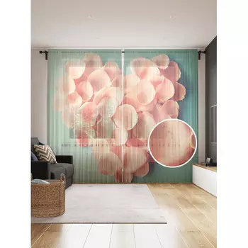 JoyArty Фототюль Сердце из лепестков 2 полотна со шторной лентой + 50 крючков 145x265 см