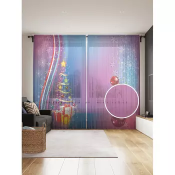 JoyArty Фототюль Сказочное Рождество 2 полотна со шторной лентой + 50 крючков 145x265 см