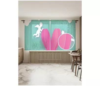 JoyArty Фототюль Волшебные купидоны 2 полотна со шторной лентой + 50 крючков 145x180 см