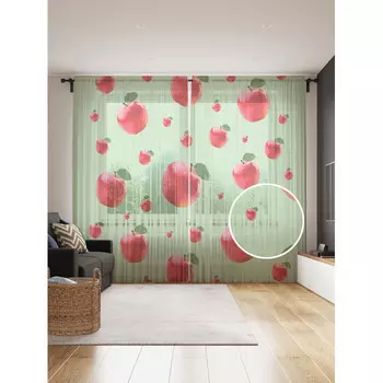 JoyArty Фототюль Яблочная мозайка 2 полотна со шторной лентой + 50 крючков 145x265 см