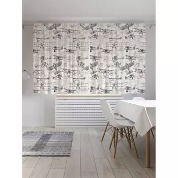 JoyArty Классические шторы Чертежи самолетов серия Oxford DeLux 2 полотна 145x180 см