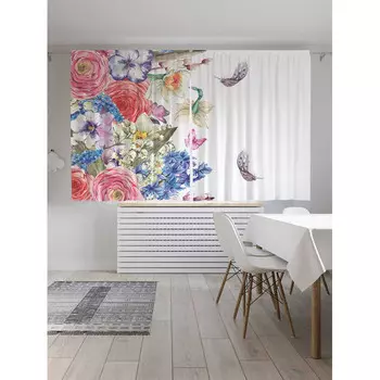 JoyArty Классические шторы Весенние цветы серия Oxford DeLux 2 полотна 145x180 см