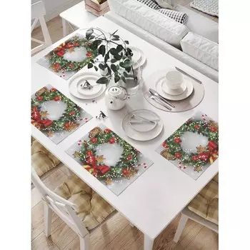 JoyArty Комплект салфеток для сервировки стола Колокольчики на венке 46х32 см 4 шт.