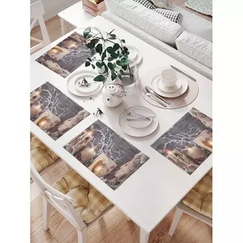 JoyArty Комплект салфеток для сервировки стола Новогодние свечи 46х32 см 4 шт.