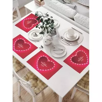 JoyArty Комплект салфеток для сервировки стола Открытка на 14 февраля 46х32 см 4 шт.