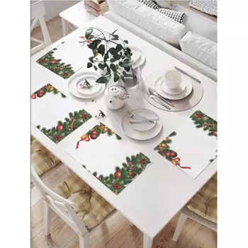 JoyArty Комплект тканевых салфеток Елочные украшения 46x32 см 4 шт.