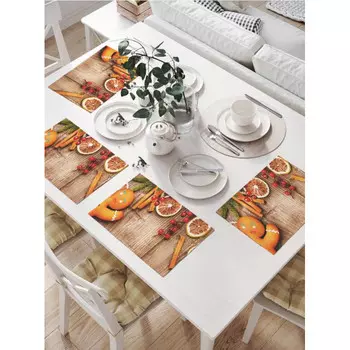 JoyArty Комплект тканевых салфеток Коричный человечек 46x32 см 4 шт.