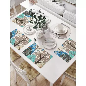 JoyArty Комплект тканевых салфеток Лесные украшения 46x32 см 4 шт.