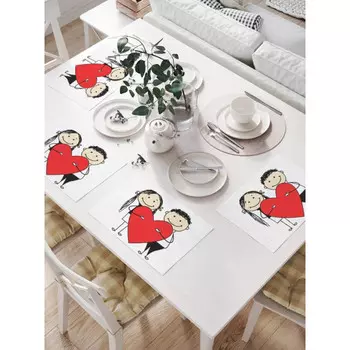 JoyArty Комплект тканевых салфеток Любовь на двоих 46x32 см 4 шт.
