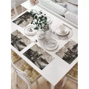 JoyArty Комплект тканевых салфеток Мост в сепии для сервировки стола 46x32 см 4 шт.