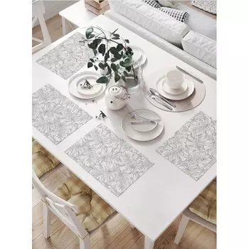 JoyArty Комплект тканевых салфеток Нарисованные тропические листья 46x32 см 4 шт.