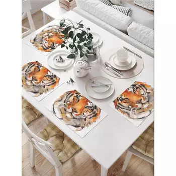 JoyArty Комплект тканевых салфеток Портрет тигра 46x32 см 4 шт.