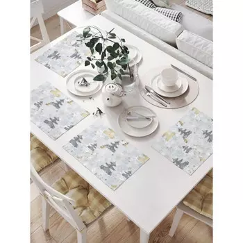 JoyArty Комплект тканевых салфеток Праздничные ели 46x32 см 4 шт.