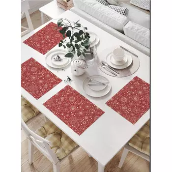 JoyArty Комплект тканевых салфеток Разнообразные снежинки 46x32 см 4 шт.