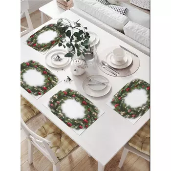 JoyArty Комплект тканевых салфеток Рождественский венок 46x32 см 4 шт.