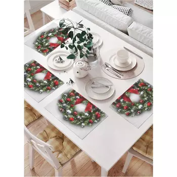 JoyArty Комплект тканевых салфеток Сказочный рождественский венок 46x32см 4 шт.