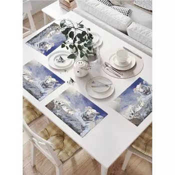 JoyArty Комплект тканевых салфеток Тигр на камнях 46x32 см 4 шт.