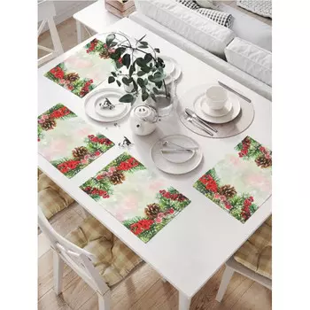 JoyArty Комплект тканевых салфеток Украшенные елки 46x32 см 4 шт.