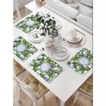 JoyArty Комплект тканевых салфеток Венок украшенный шарами 46x32 см 4 шт.