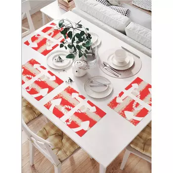 JoyArty Комплект тканевых салфеток Якорь и полосы 46x32 см 4шт.