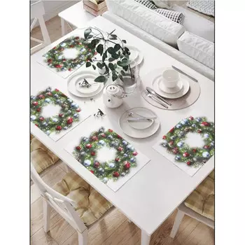JoyArty Комплект тканевых салфеток Яркий праздничный венок 46x32 см 4 шт.