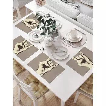 JoyArty Комплект тканевых салфеток Жест коза 46x32 см 4 шт.