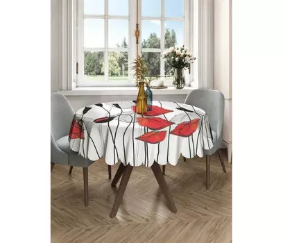 JoyArty Круглая скатерть на кухонный и праздничный стол Цветочный поцелуй 150x150 см