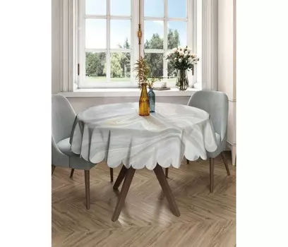 JoyArty Круглая скатерть на кухонный и праздничный стол Мраморные волны 150x150 см