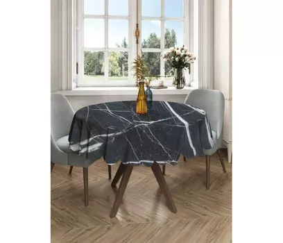 JoyArty Круглая скатерть на кухонный и праздничный стол Штрихи на мраморе 150x150 см