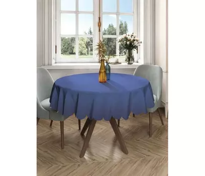 JoyArty Круглая скатерть на кухонный и праздничный стол Синее переливание 150x150 см