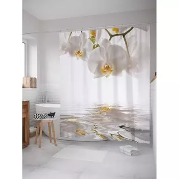 JoyArty Штора для ванной Цветы смотрят в будущее 180х200 см