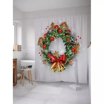 JoyArty Штора для ванной Колокольчики на венке 180х200 см
