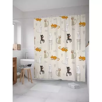 JoyArty Штора для ванной Кошачьи гуляния 180х200 см