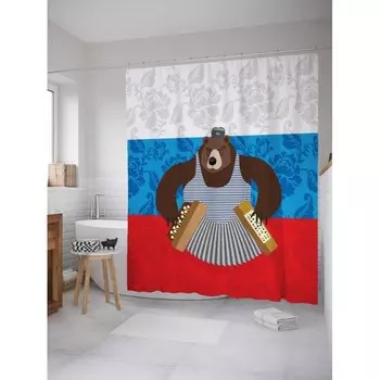 JoyArty Штора для ванной Медведь-моряк 180х200 см