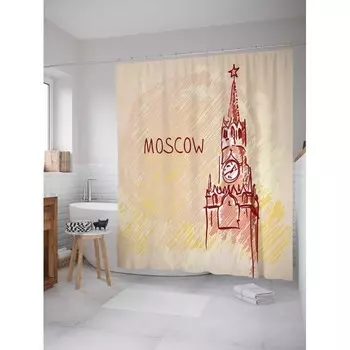 JoyArty Штора для ванной Московское время 180х200 см