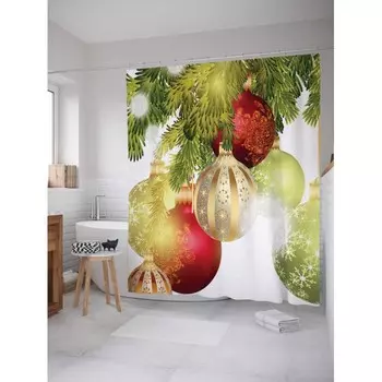 JoyArty Штора для ванной Шары для праздника 180х200 см